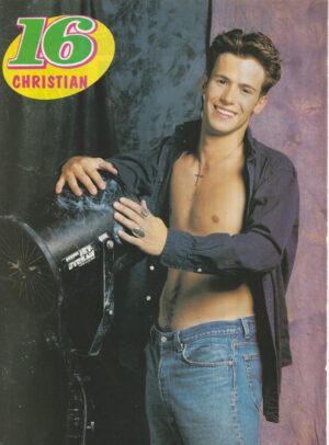Christian Oliver teen magazine clipping Saved by the Bell New Class shirtless jeans modeling RARE