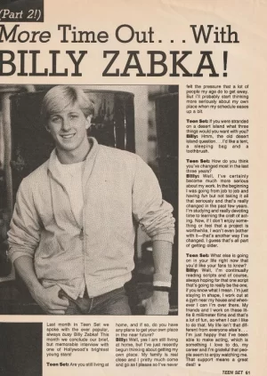 William Billy Zabka teen magazine pinup clipping Teen Set Rare Pix modeling 80's