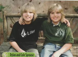 Cole Sprouse Dylan Sprouse teen magazine pinup twins wood fence Pop Stat Pix