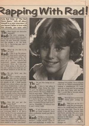 Rad Daly teen magazine pinup clipping rapping with Rad Bad News Bears pix young