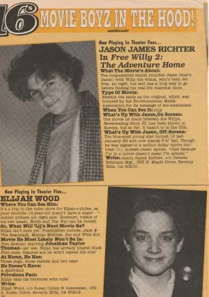 Elijah Wood Jason James Richter teen magazine pinup clipping Teen Beat pix 16