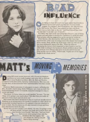 Matthew Lawrence Brad Renfro teen magazine pinup clipping moving memories pix