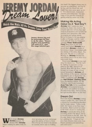 Jeremy Jordan magazine pinup clipping Dream Lover shirtless Superteen Pix