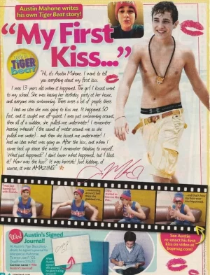 Austin Mahone teen magazine pinup clipping shirtless beach first Kiss Tiger Beat
