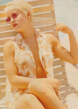 Alyssa Milano teen magazine pinup clipping beach short hait glasses open shirt hot
