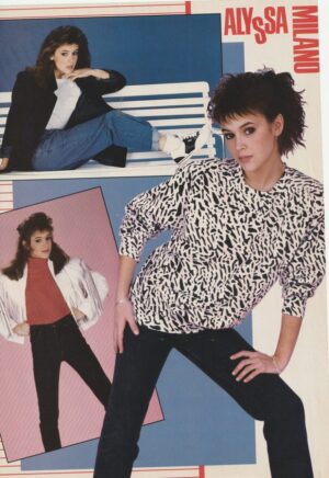 Alyssa Milano teen magazine pinup clipping photo shots white bench Tiger Beat