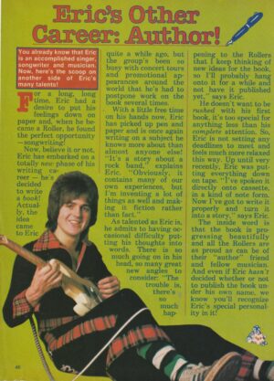 Bay City Rollers Lance Kerwin teen magazine pinup clipping Eric's other careet author Tiger Beat