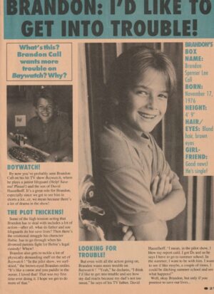 Brandon Call David Faustino teen magazine pinup I’d like to be in trouble