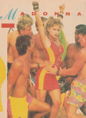Madonna teen magazine pinup clipping Material Girl red dress hot men RARE PIX