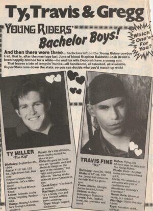 Ty Miller Travis Fine teen magazine pinup clipping Teen Machine Young Riders Pix