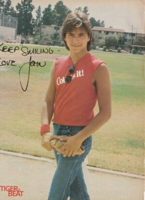 John Stamos teen magazine pinup clipping Full House red shirt baseball Pix