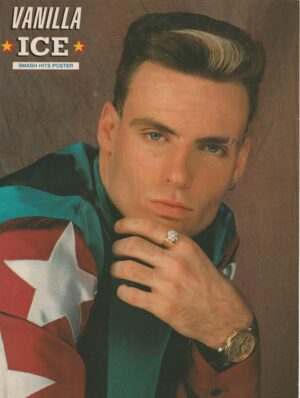 Vanilla Ice teen magazine pinup clipping Smash Hits ring headshot pic rapper