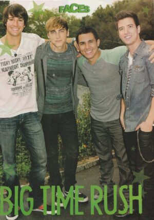 Big Time Rush teen magazine pinup clipping full body Faces smiles boy band Pix