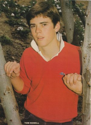 Thomas Howell Tommy Howell teen magazine pinup clipping red sweater tree pix