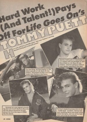 Tommy Puett Jenny Lewis teen magazine clipping Hard work