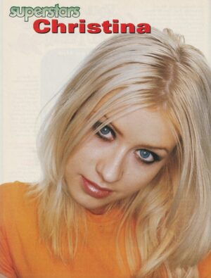 Christina Aguilera Britney Spears teen magazine pinup orange shirt Superstars