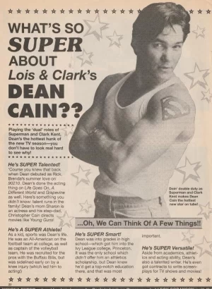 Dean Cain teen magazine pinup clipping 90's What's so Super about Dean 16 mag
