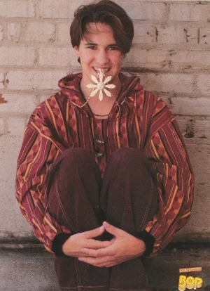 Jason Priestley Wil Wheaton teen magazine pinup clipping red shirt brick wall