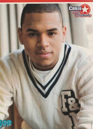 Chris Brown Emily Osment teen magazine pinup white sweater