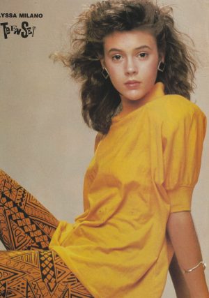 Alyssa Milano teen magazine pinup clipping orange shirt spandez pants Teen Set