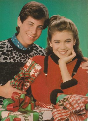 Alyssa Milano Scott Bloom Corey Haim teen magazine pinup clipping Christmas presents holiday Teen Set