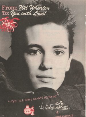 Wil Wheaton teen magazine pinup clipping headshot black and white teen idols