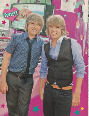 Cole Sprouse Dylan Sprouse teen magazine pinup clipping Suite Life black vest