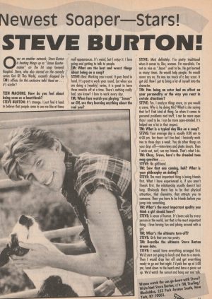 Steve Burton teen magazine pinup clipping Newest Soaper Star Teen Machine Pix