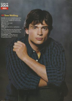 Tom Welling teen magazine pinup clipping Smallville blue shirt class of 2004 pix