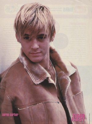 Aaron Carter teen magazine pinup clipping teen idol jacket smirk young boy model