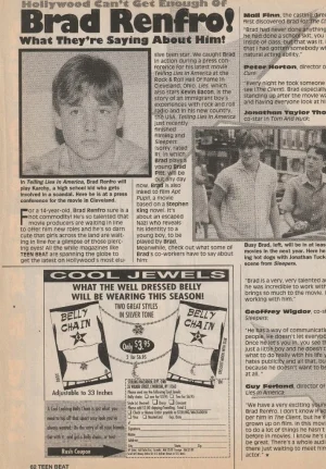 Brad Renfro teen magazine pinup clipping Hollywood can't get enough of him pix