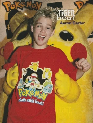 Aaron Carter teen magazine pinup clipping Pokemon red shirt Rip Tiger Beat Rare