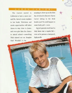 Aaron Carter teen magazine pinup clipping teen idol pool shorts stage RARE PIX
