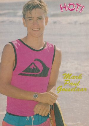 Mark Paul Gosselaar teen magazine pinup clipping beach muscles pink shirt Hot