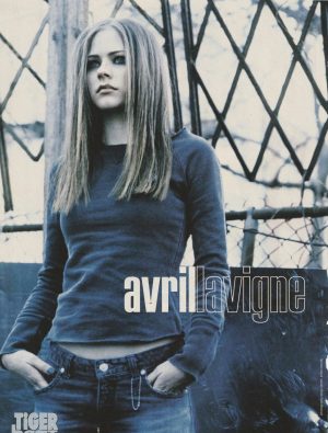 Avril Lavigne teen magazine pinup clipping chain fence blue shirt jeans Tiger Beat