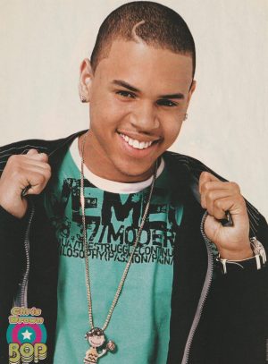 Chris Brown Cody Linley teen magazine pinup blue shirt necklace smile pix