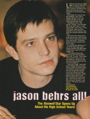 Jason Behr teen magazine pinup black t-shirt Pop Star Roswell High School years rare