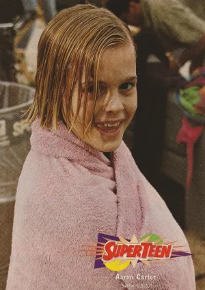 Aaron Carter teen magazine pinup clipping Rip wet hair towel Superteen pix