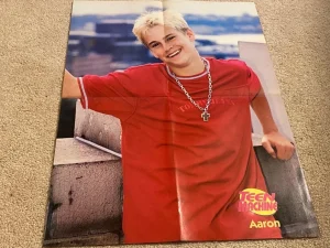 Aaron Carter Nsync teen magazine pinup clipping red shirt RARE Rip Icon child