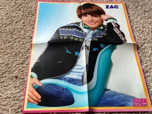 Zac Efron Miley Cyrus teen magazine poster clipping legs blue chair Tiger Beat