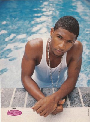 Usher teen magazine pinup clipping pool arms wet summer white shirt Teen Beat