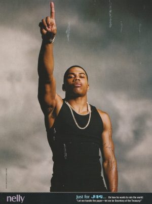 Nelly Ashanti teen magazine pinup clipping muscles black shirt pointing J-14P