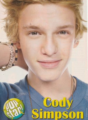 Cody Simpson teen magazine pinup clipping hand on head Pop Star Pix