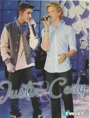 Justin Bieber Cody Simpson teen magazine pinup clipping tour stage young boys Twist