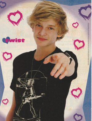 Cody Simpson teen magazine pinup clipping black shirt pointing watch Twist hearts pix