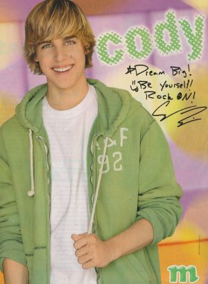 Cody Linley teen magazine pinup clipping green hoodie M Hannah Montanna