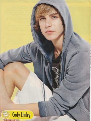 Cody Linley teen magazine pinup clipping white shorts blue hoodie Pix teen idols
