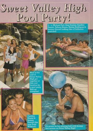 Cynthia Daniel Brittany Daniel Jeremy Garrett Tia Mowry Andrew Keegan Ashley Ashley Johnson Mara Wilson teen magazine pinup clipping headshot brown shirt Teen Beat Sweet Valley High Shirtless