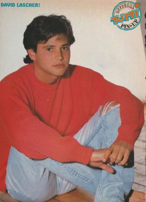 David Lascher Luke Perry teen magazine pinup clipping jeans red sweater barefoot Tutti Frutti Pix