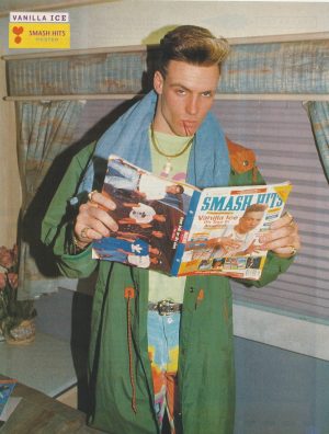 Vanilla Ice teen magazine pinup clipping Smash Hits reading rapper Pix Bop